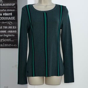 Lacoste Whool Coton Green Striped Women pull